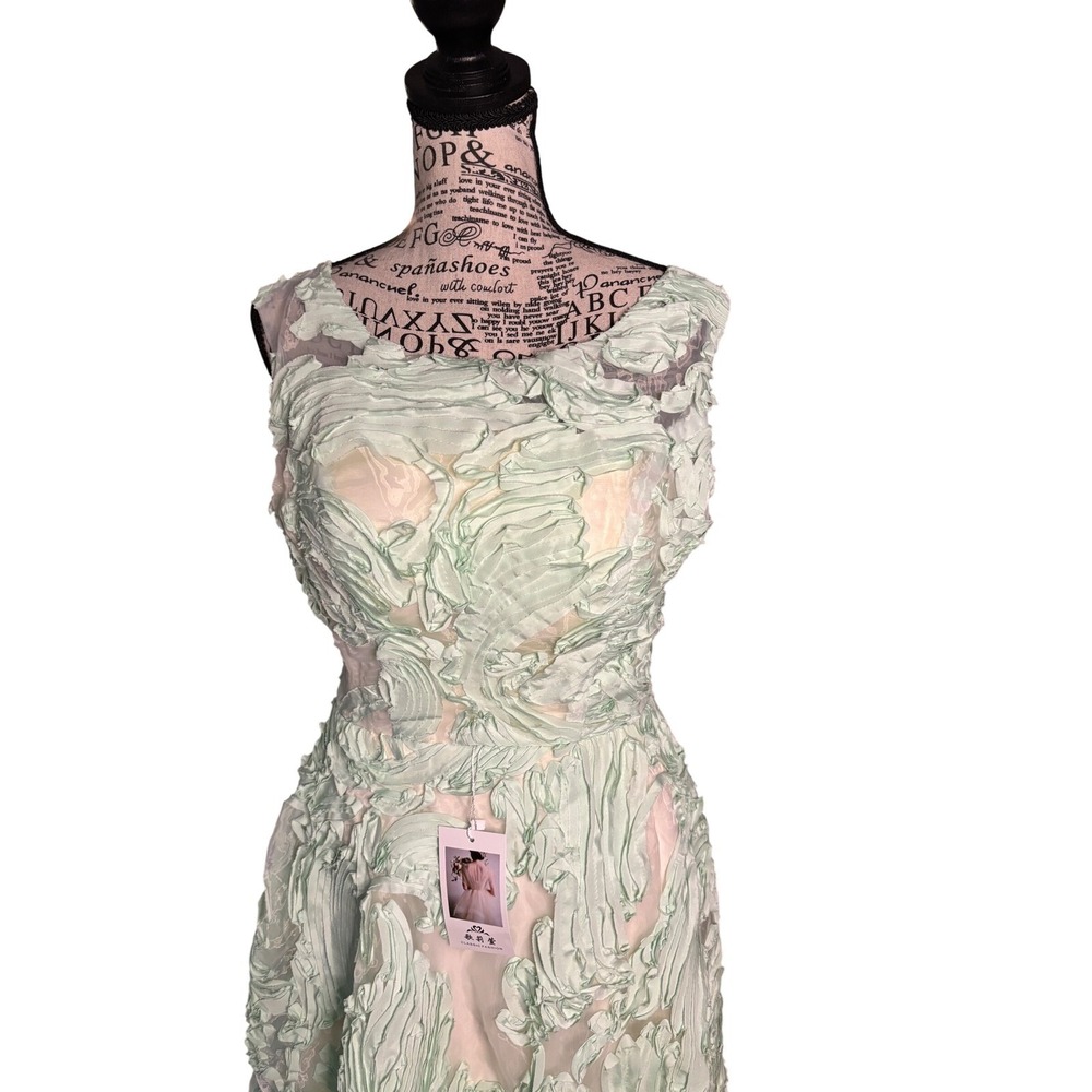 "Classic Fashion" Formal/ Informal Mint Green Sheer floral Overlay Evening Wear